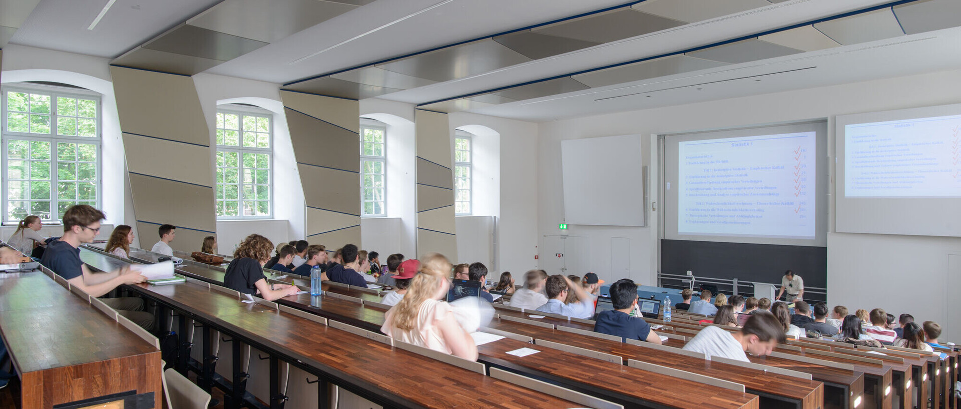 Students in a lecture hall.